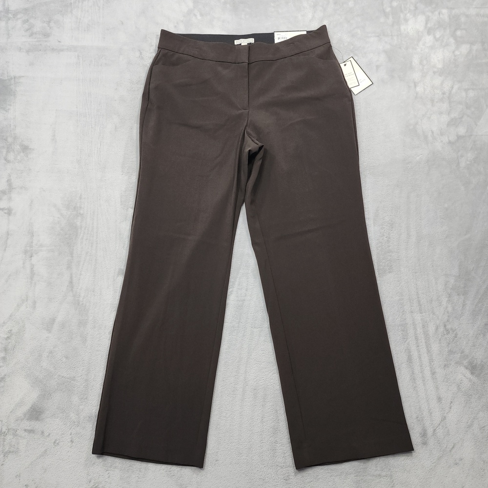 NEW Dana Buchman Pants Womens 16 Brown Curvy Pull On Straight Stretch Office